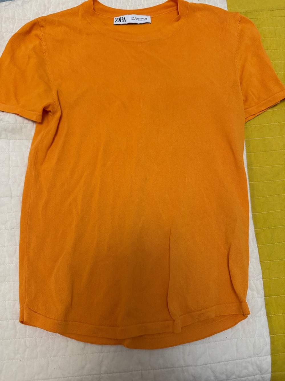 ZARA Bright Orange Short-Sleeve Crewneck Tee